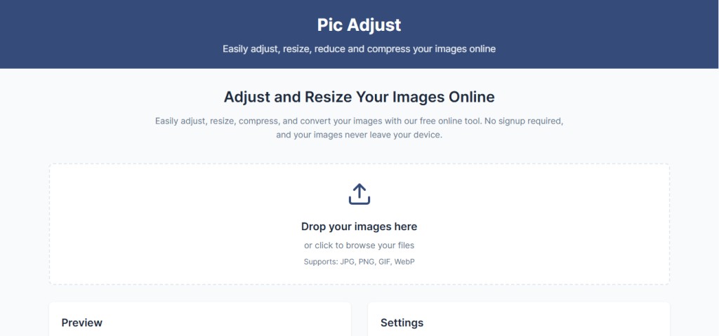 Pic Adjust image editing online tool